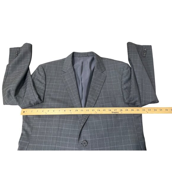 Hugo Boss Mens Gray Checkered Blazer Jacket 42R Made In Bulgaria - Picture 6 of 7